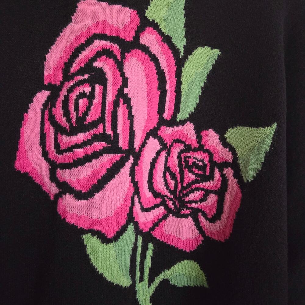 NWT Torrid | Open Front Drop Shoulder Rose Embroidered Cardigan Deep Black - Picture 3 of 11